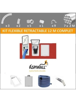 Kit tuyau rétractable 12 M complet Aspiwall pour aspiration centralisée